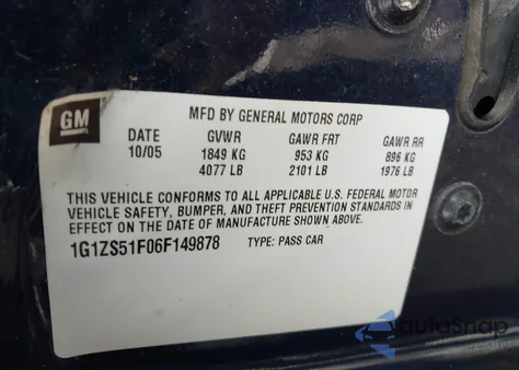 2006 Chevrolet Malibu Ls from USA, damaged, VIN 1G1ZS51F06F149878